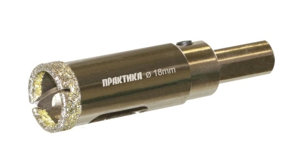 Коронка алмазная ПРАКТИКА Ф18х70мм цилиндрический Профи (917-569)